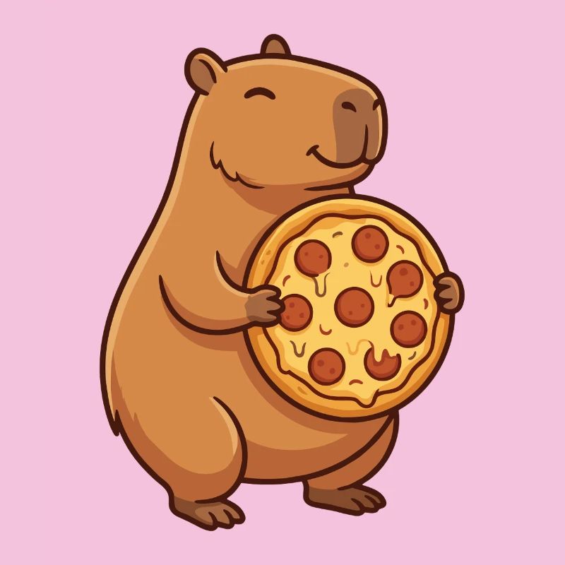 Capybara mit Pizza 