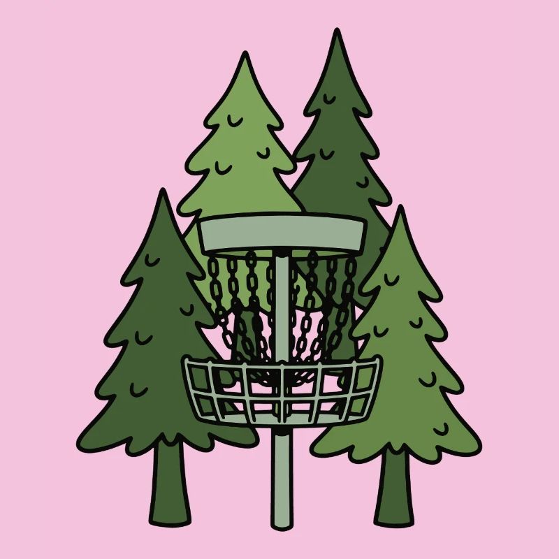 Scène drôle de disc golf dans la forêt