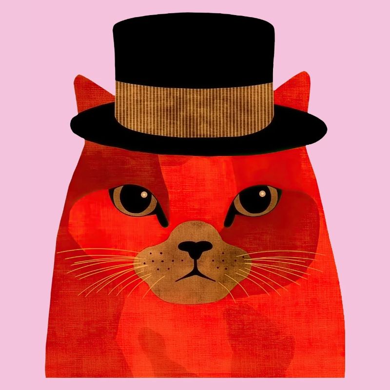 Chat Rouge Cool avec un haut-de-forme