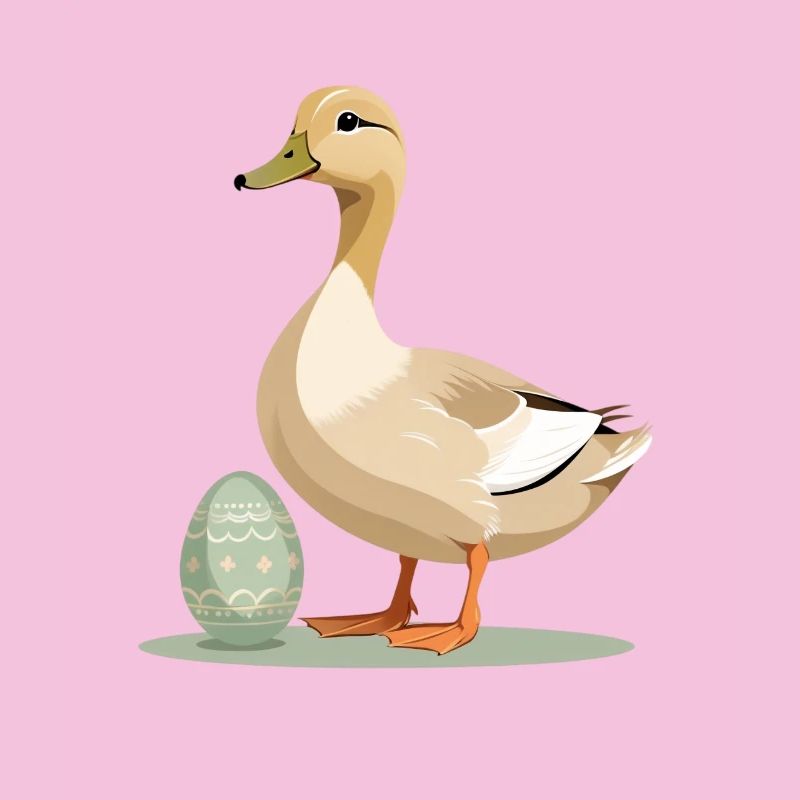 Spring duck with Easter egg