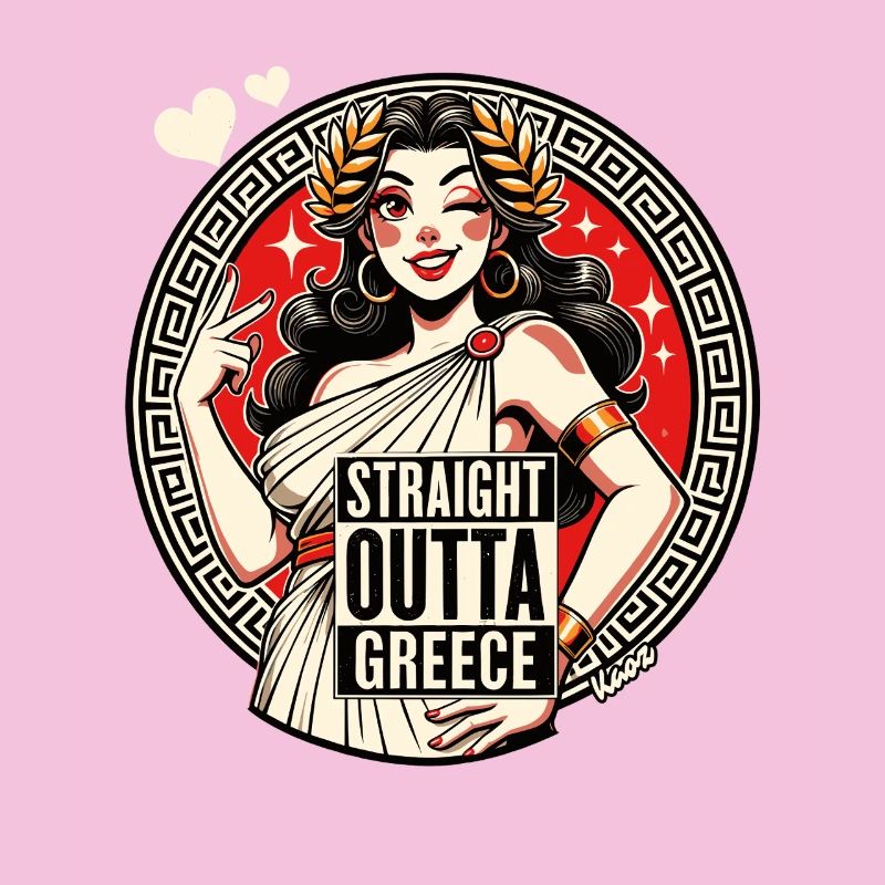 Parodie de la Déesse de la Grèce tout droit sortie de la Grèce