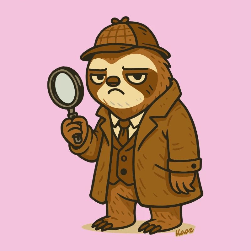 Detective bear with magnifying glass in comic style