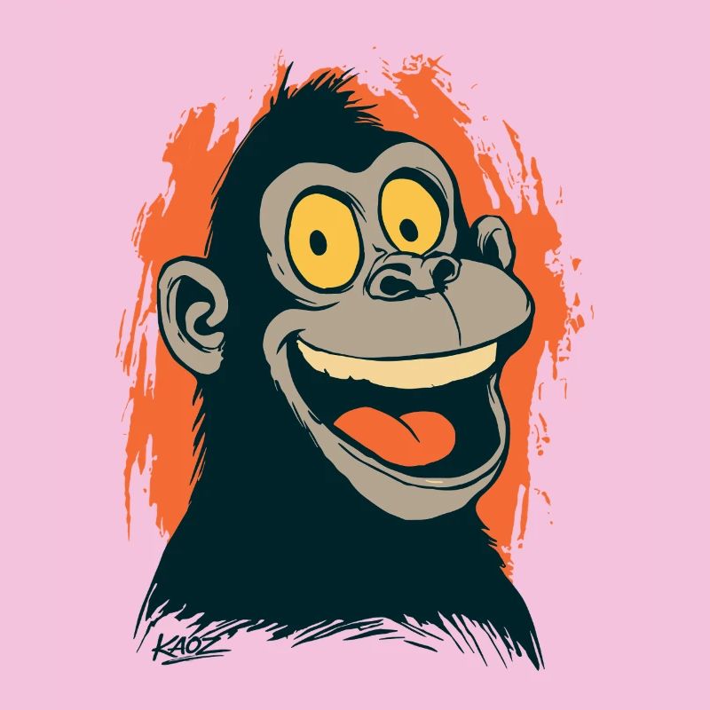 Comic monkey head with yellow look