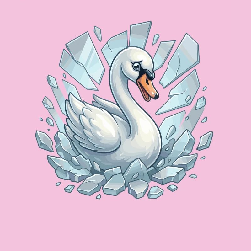 Schwan bricht durchs Eis