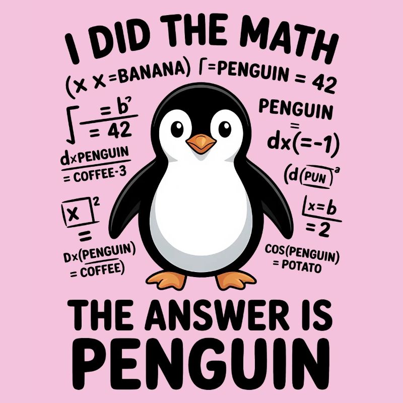 Math Sayings Penguin Funny Math Gift