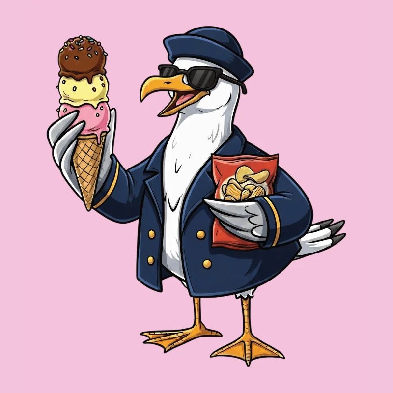 Capitaine mouette cool avec glace et chips