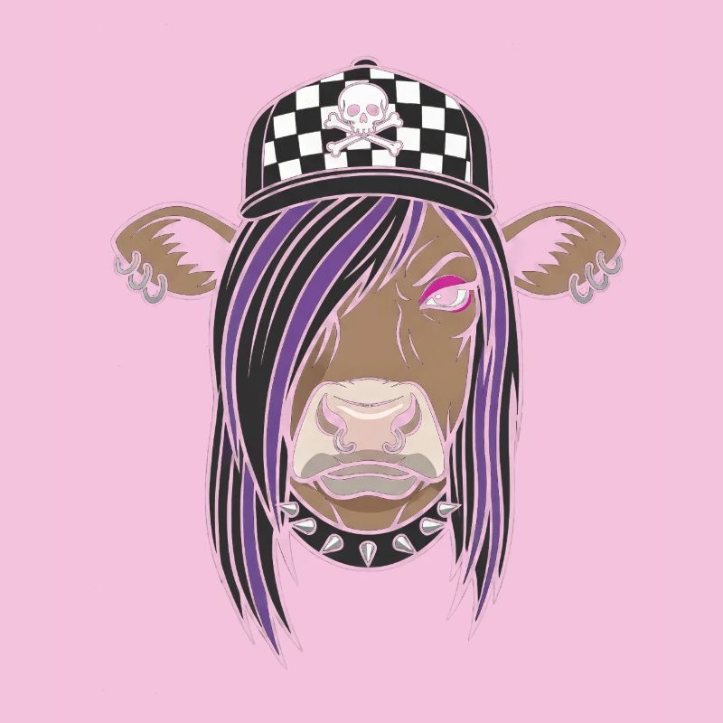 Punk Kuh mit Checker Cap