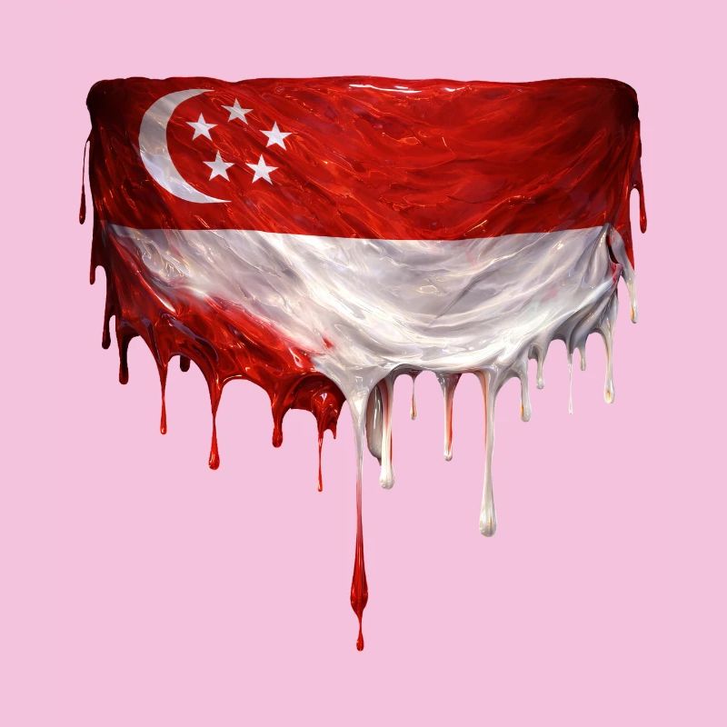 Drapeaux de Singapour dégoulinant d’art