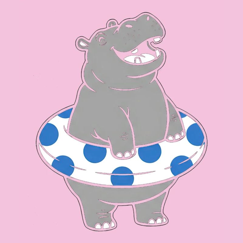Hippopotamus with polka float ring