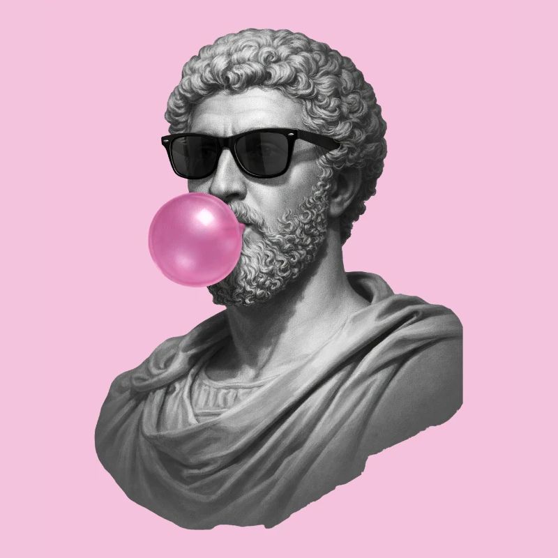 Marcus Aurelius with chewing gum and sunglasses