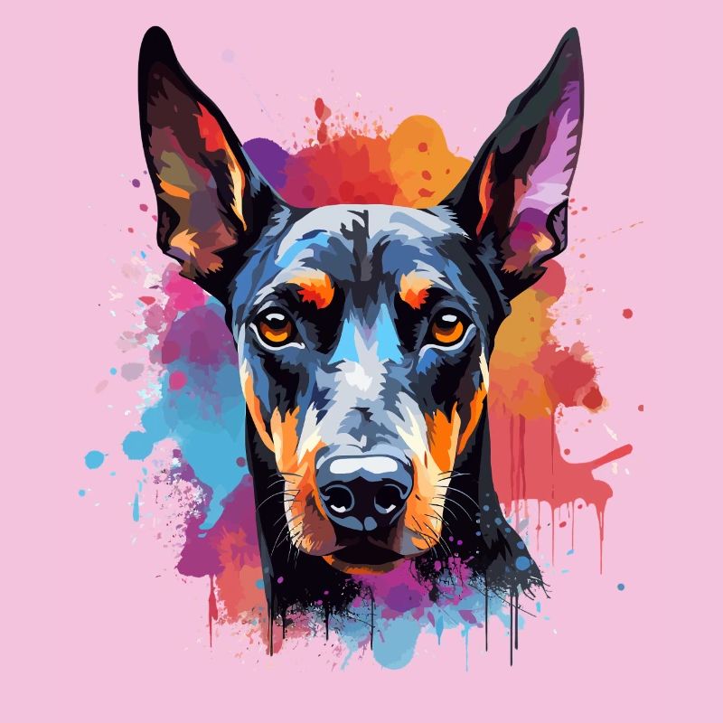 Lebendiges Dobermann-Splash-Porträt