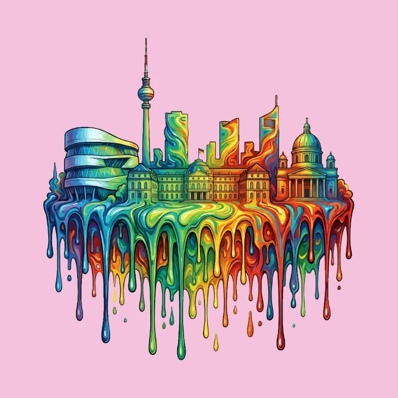 Stuttgart with colourful gradient