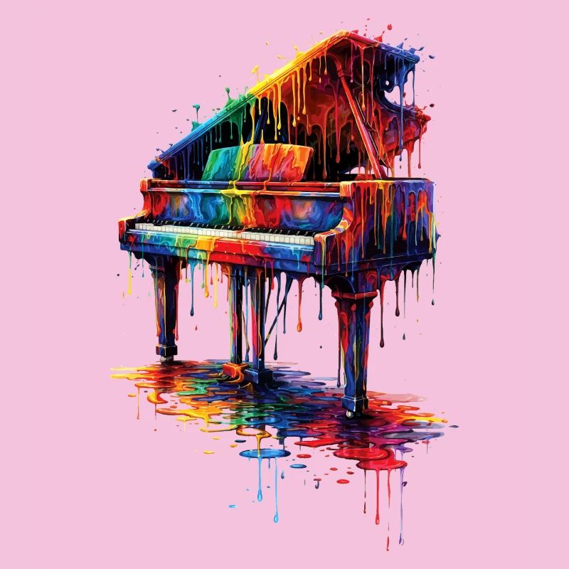 Piano with dripping paint