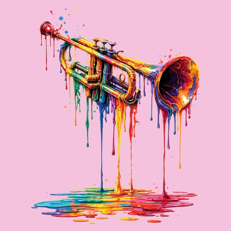 Trompette avec de la peinture qui goutte