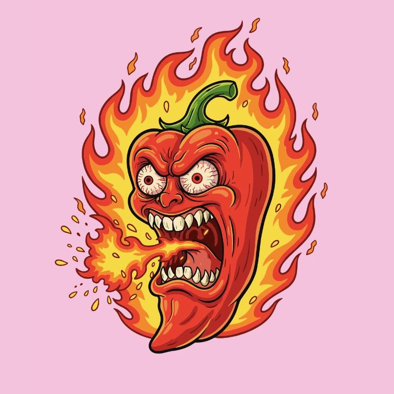 Flame Pepperoni Angry Face