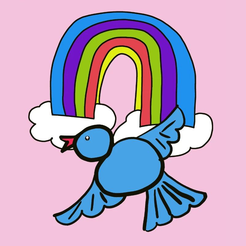 Rainbow Clouds Bird in the Sky