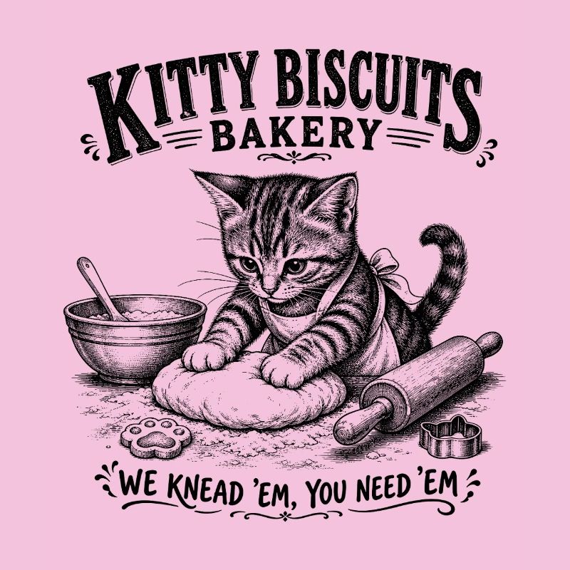 Kitty Biscuits Bakery Cat Baking Retro Vintage 
