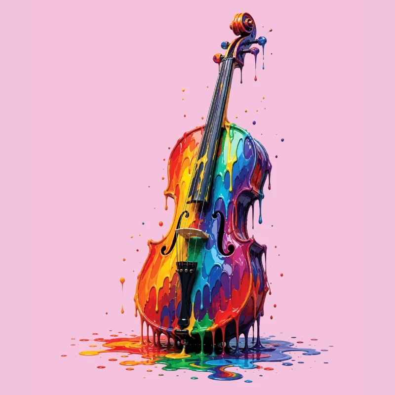 Viola with dripping paint