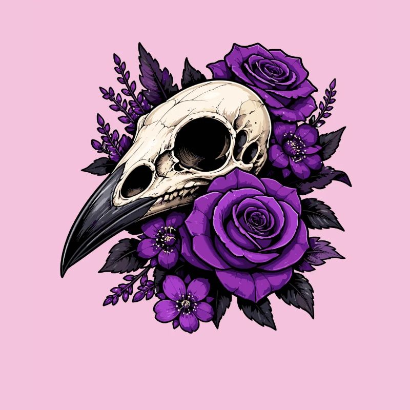 Violettes Schädel Rosen Design