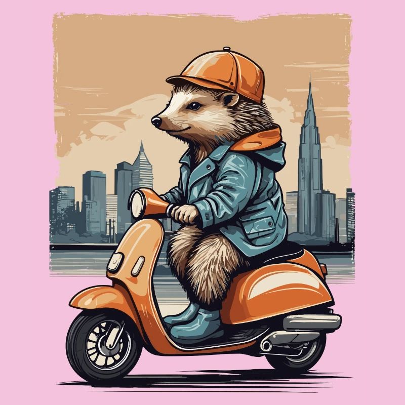 Hérisson mignon sur scooter