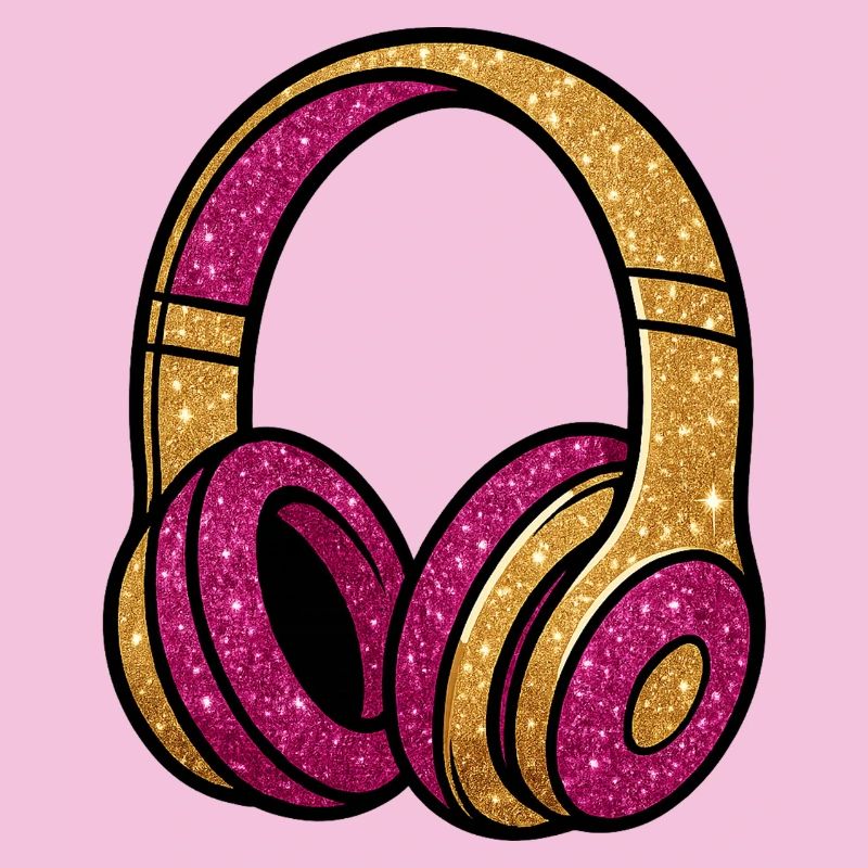 Glitzer Kopfhörer Gold Pink