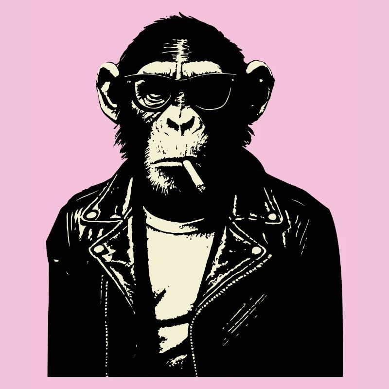 Chimp Rebel Biker Illustration