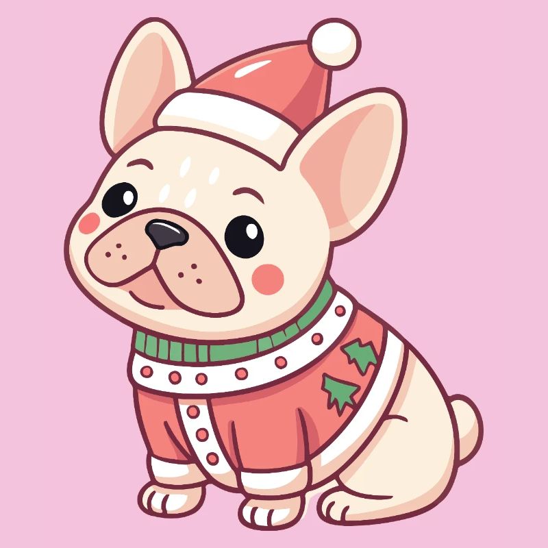 Chiot Noël en pull rouge