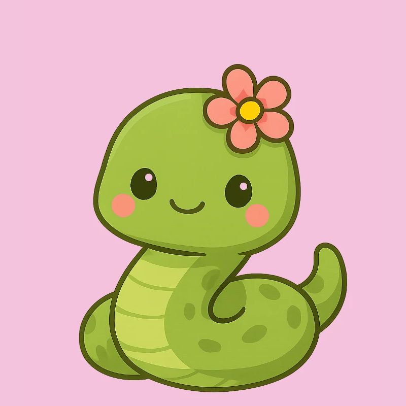 Mignon serpent dame avec fleur