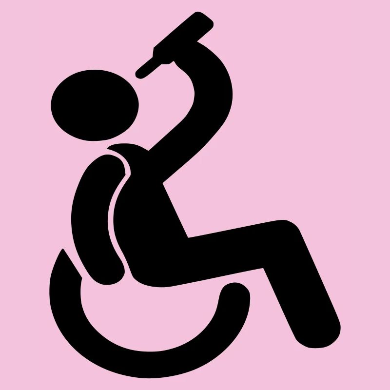 Trinkender Rollstuhlfahrer Humor-Symbol #