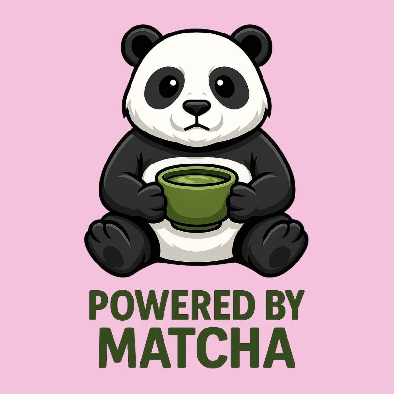 Panda mit Matcha-Becher