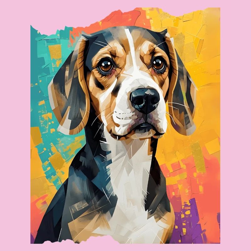 Geometrischer Beagle im Farbausbruch