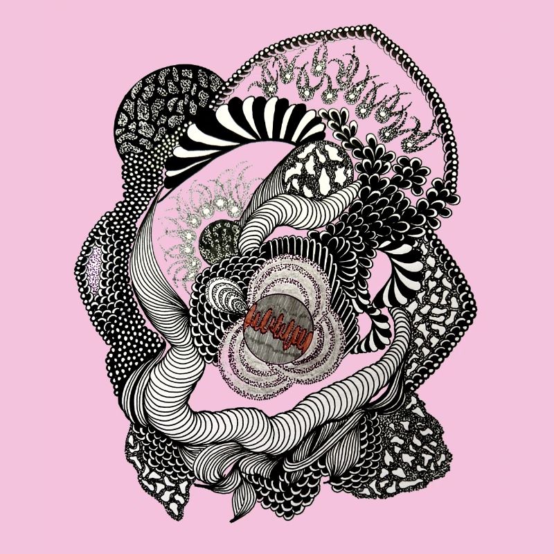 Spirale de Fleurs Noires Blanches