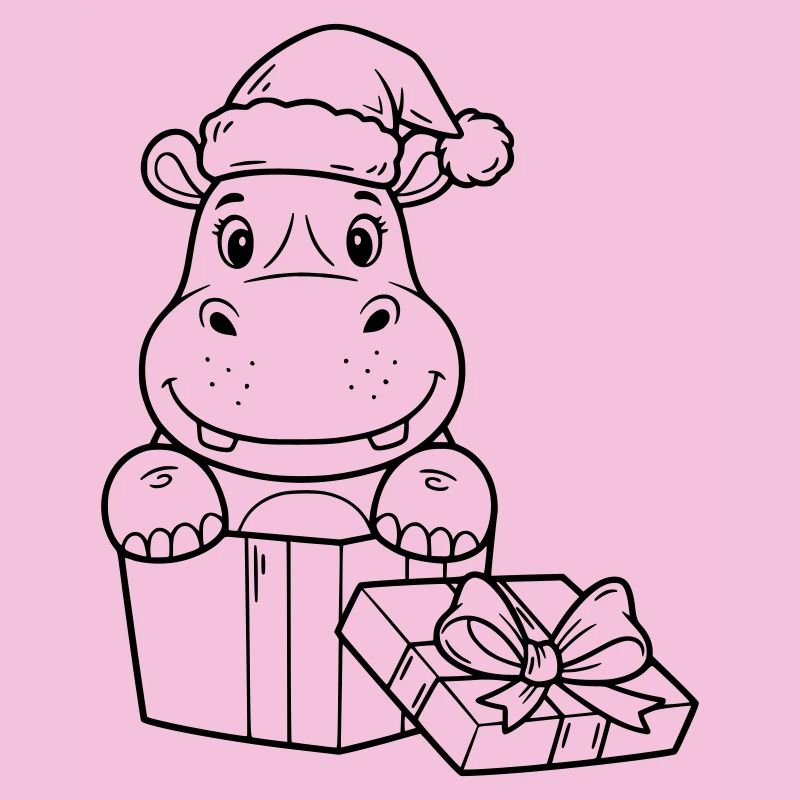 Weihnachts-Nilpferd mit Geschenken