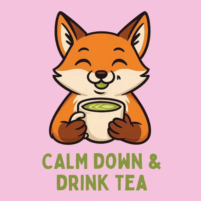 Fuchs entspannt Tee trinken