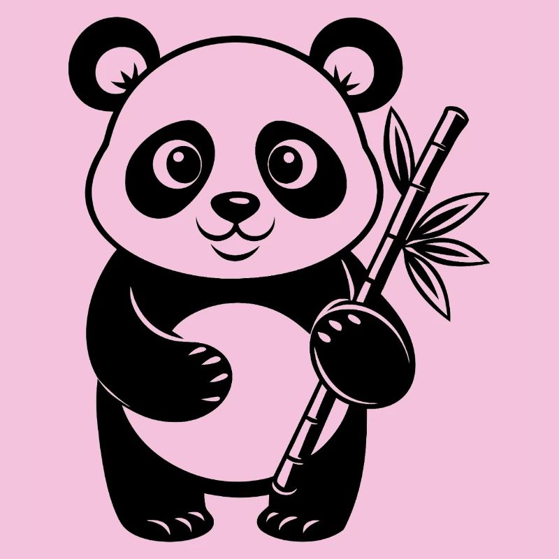 Panda With Bamboo