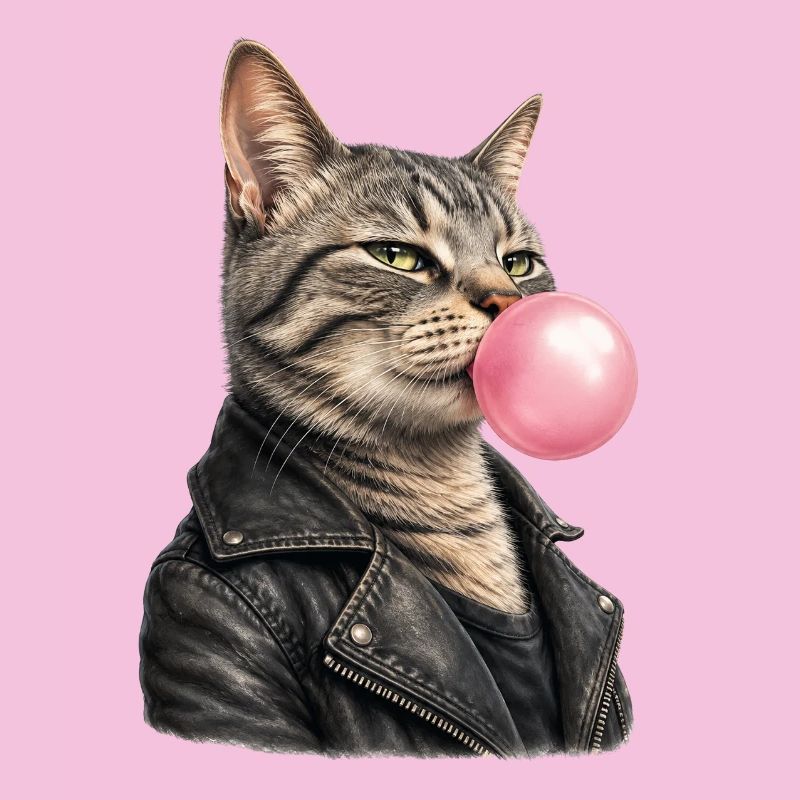 Coole Katze mit Lederjacke