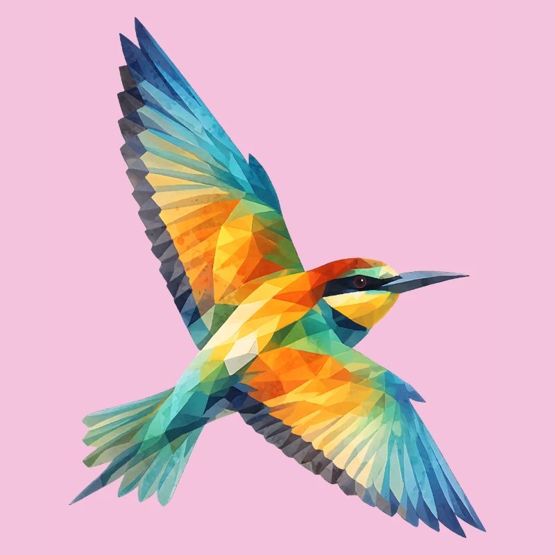 Bee-Eater Bird Low Poly Polygon Art