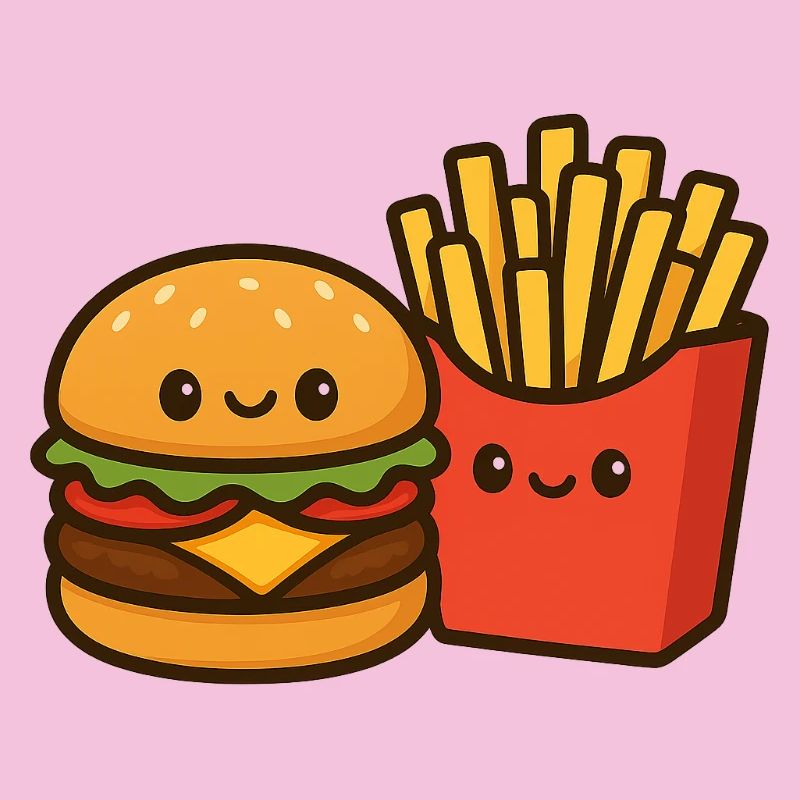Kawaii Burger & Pommes Duo