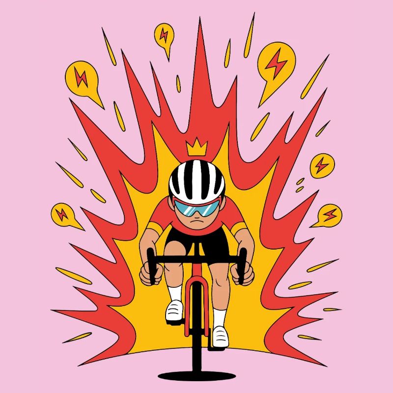 Angriffsmodus Radfahrer Krone Karikatur