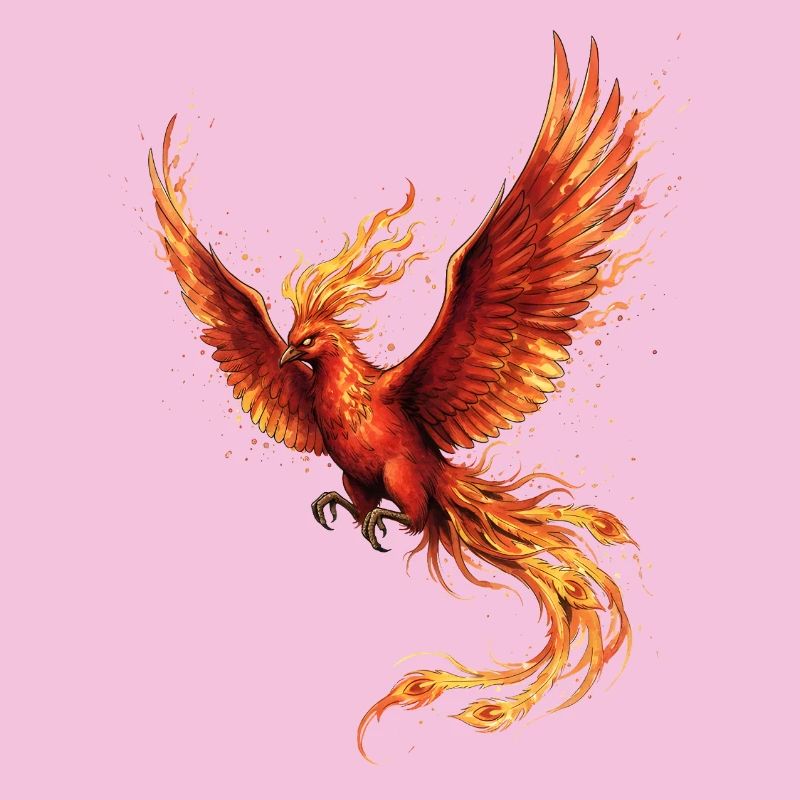 Oiseau de feu Phénix avec ailes de feu
