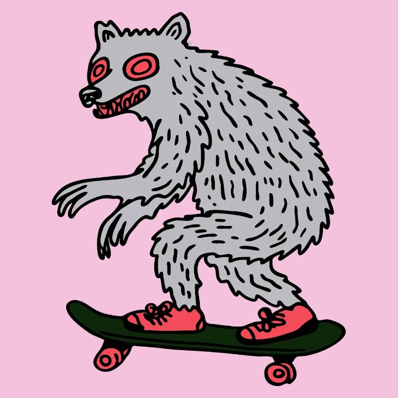 Mondschein-Werwolf-Skateboarder