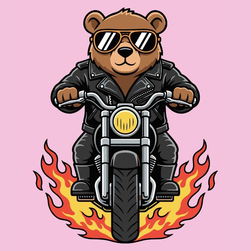 Cool Biker Bear Motorradflammen