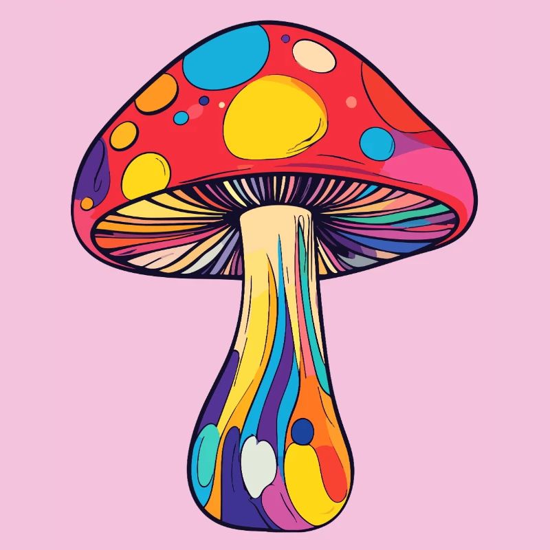 Colorful Toadstool Psychedelic Rainbow Mushroom