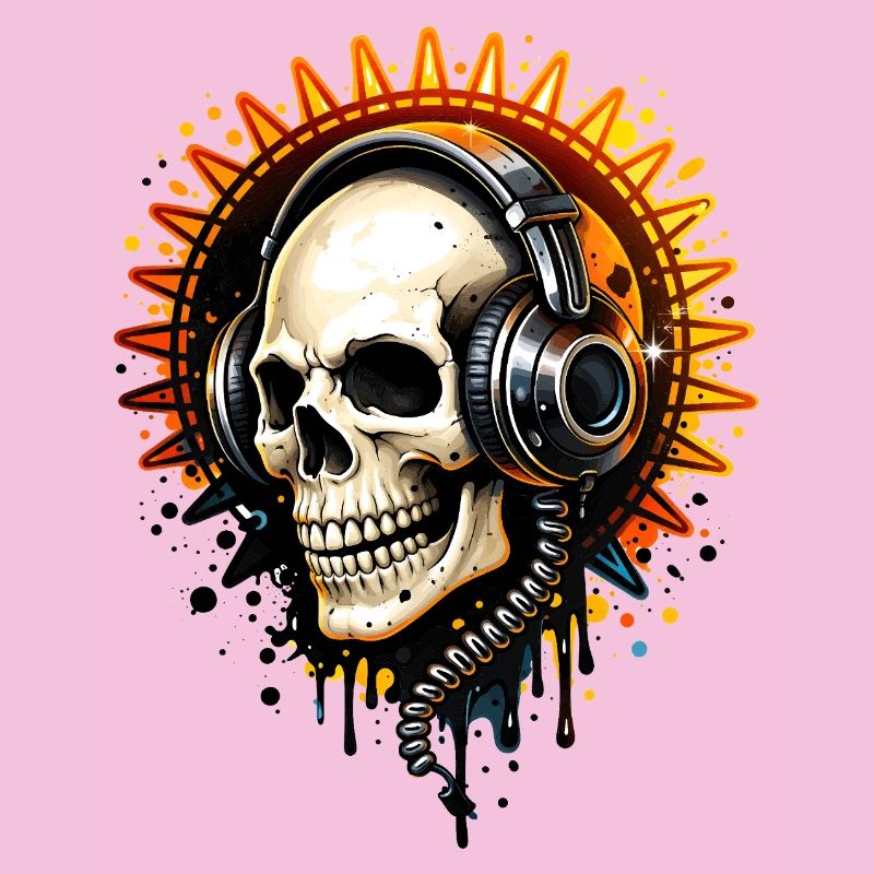 Illustration de crâne avec casque