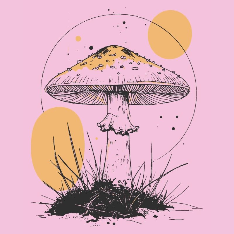 Silhouette de champignon de la forêt de clair de lune