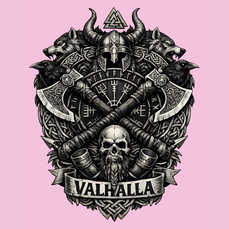 Valhalla Crest: Viking skull & axes