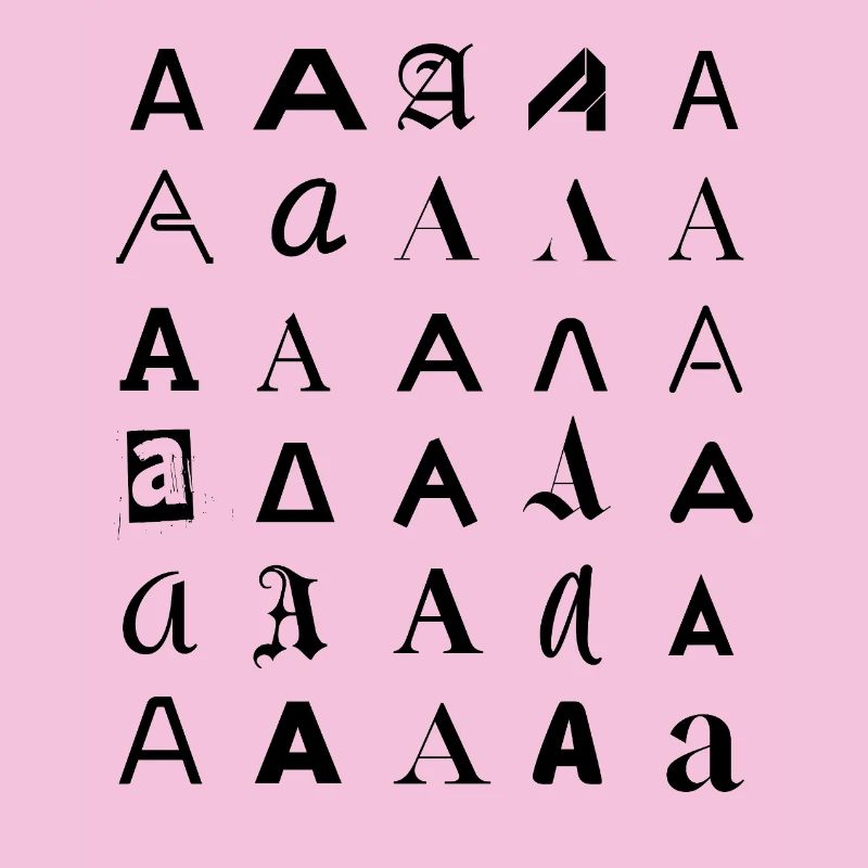 Typografie: Ein Buchstabenvariationsdesign.