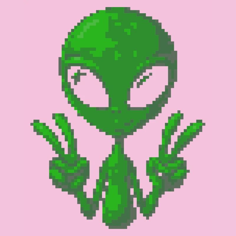 Pixel Alien Friedenszeichen