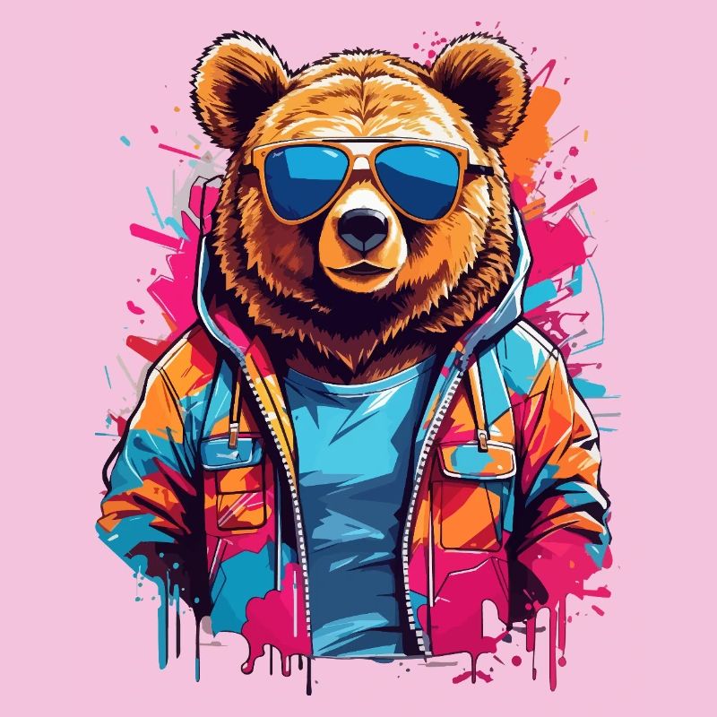 Ours néon dans un sweat à capuche coloré