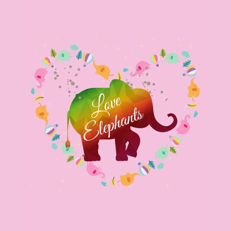 Regenbogen Elefanten Herzdesign